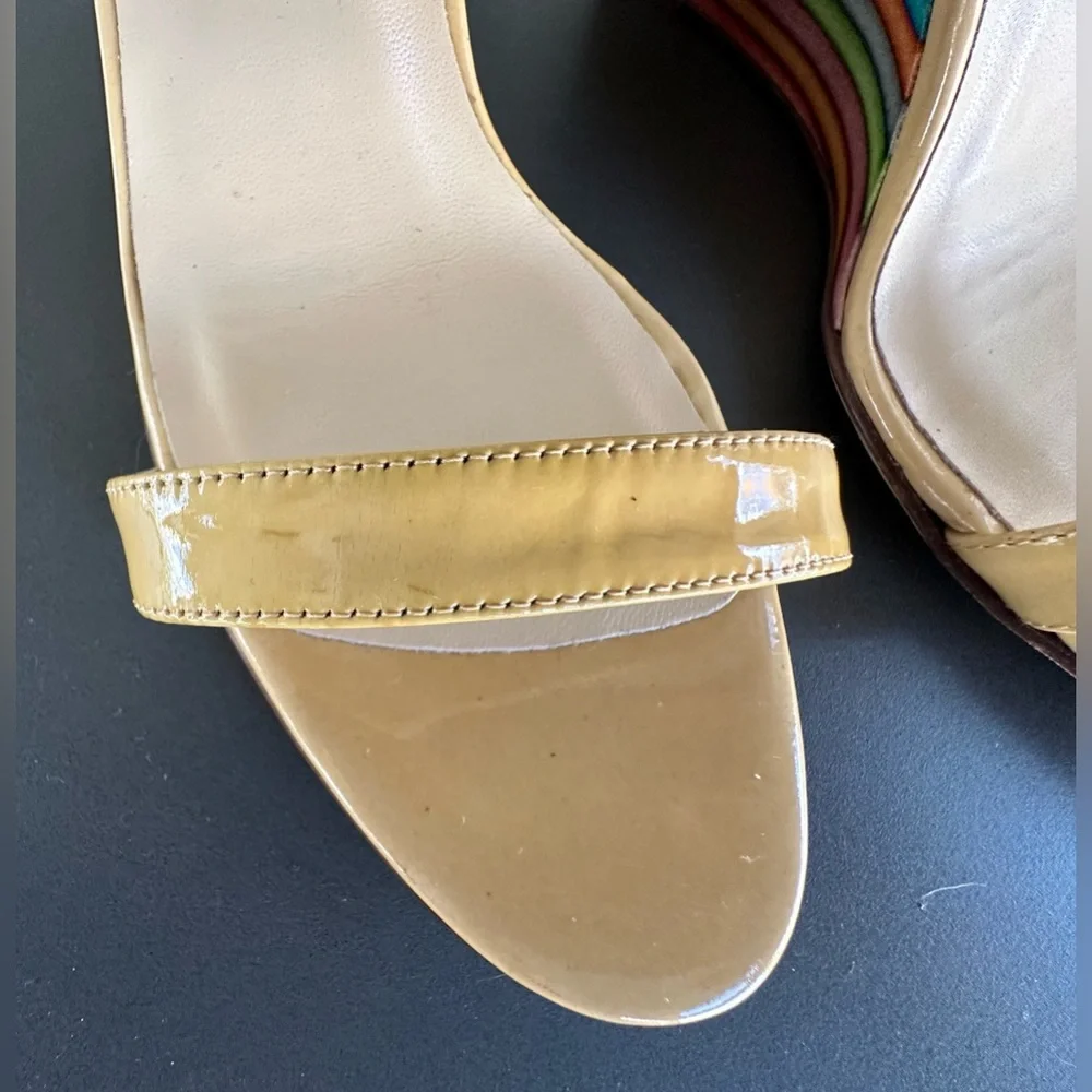 Kate Spade Clume  Beige Rainbow Wedge Sandal -‎ Size 8
